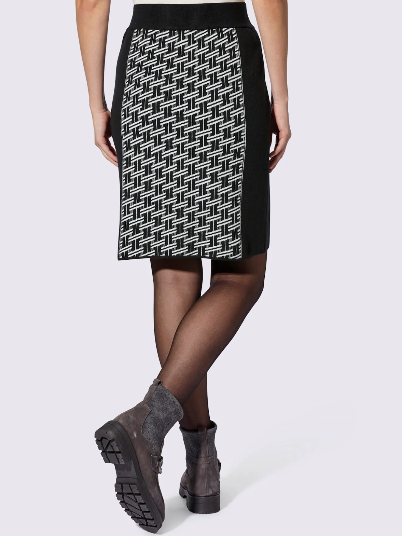 Jupe en tricot motif jacquard moderne devant et au dos