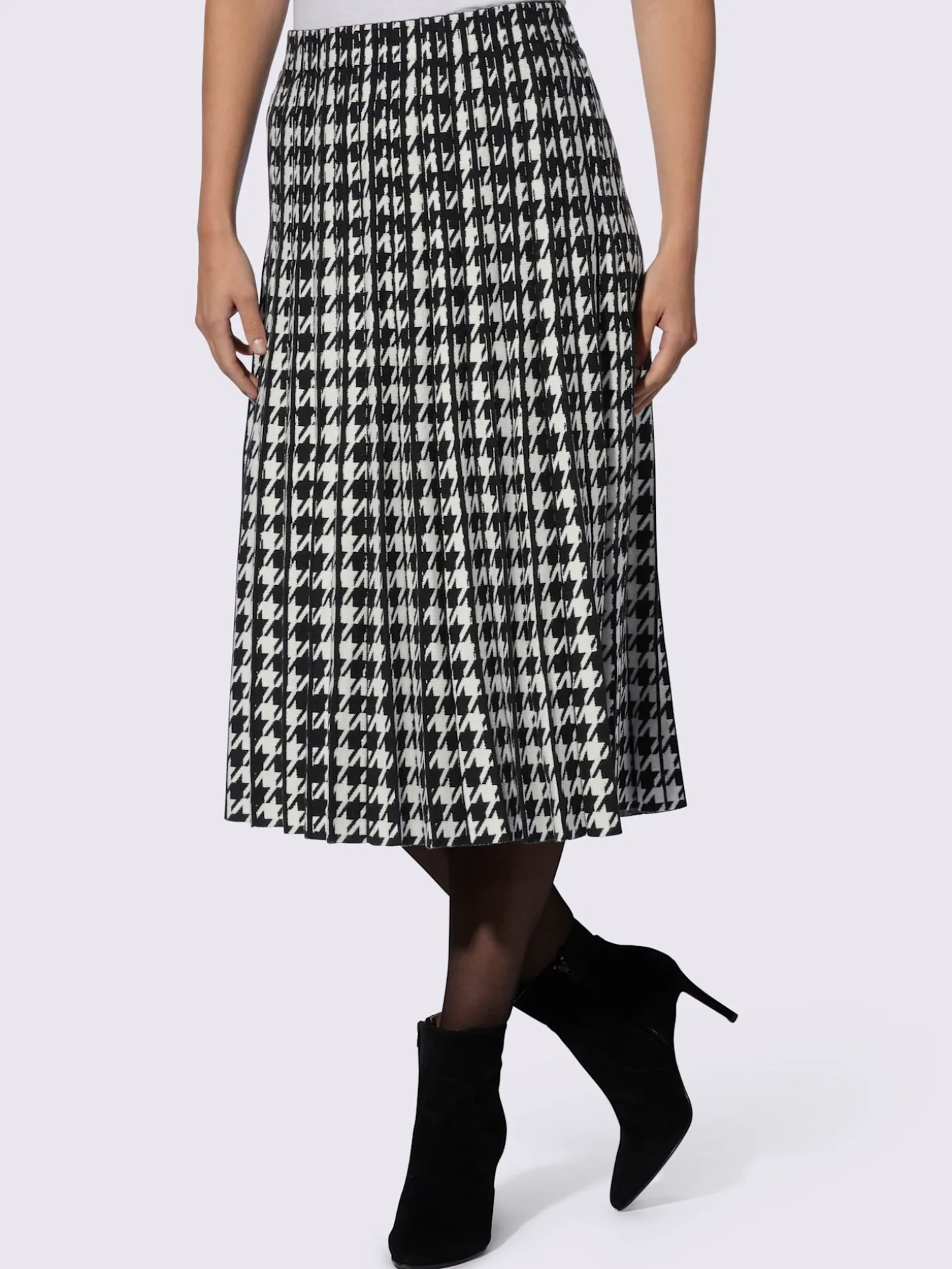 Jupe en tricot motif pied-de-poule