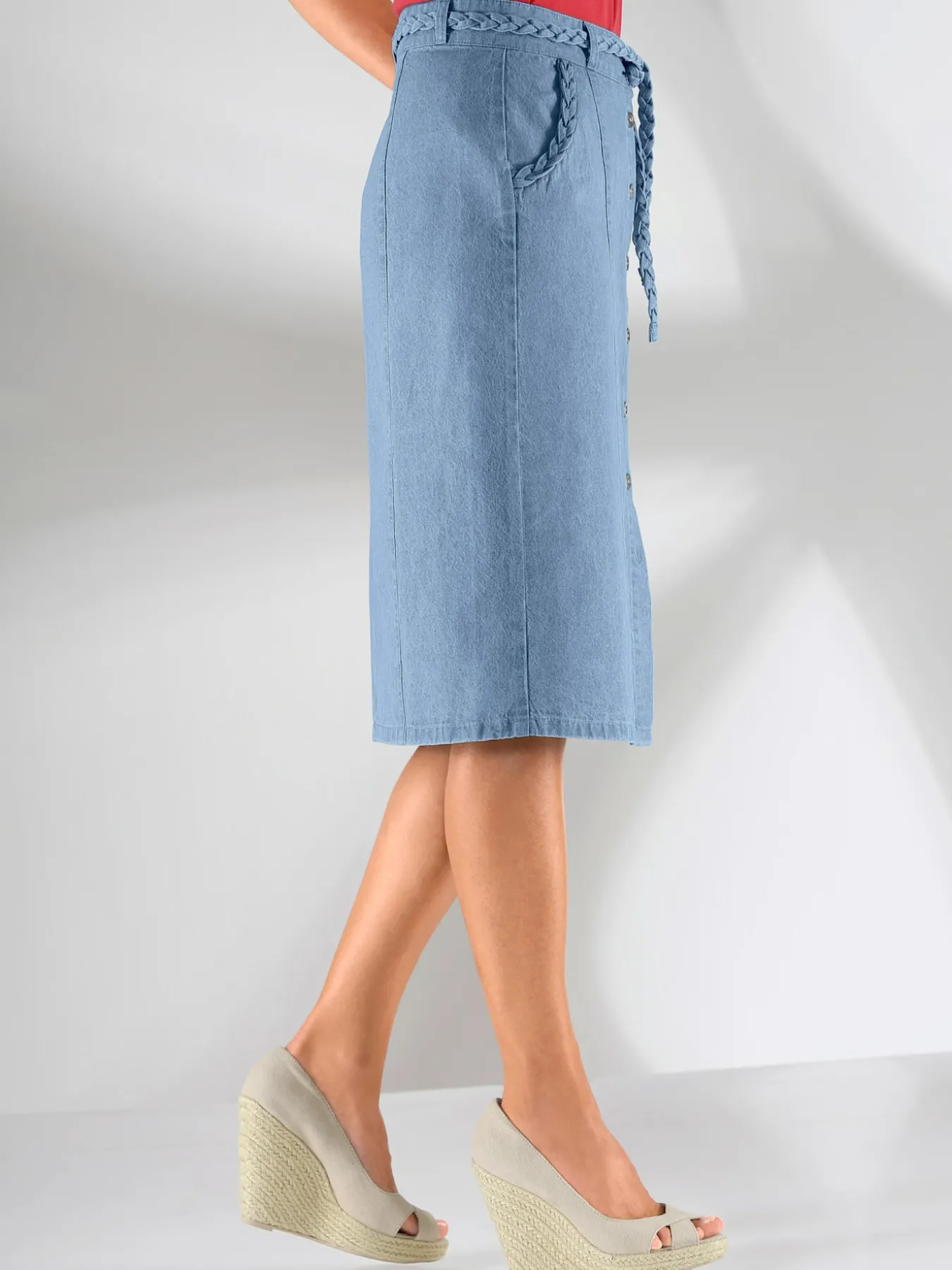 Jupe femme originale effet jean avec boutons
