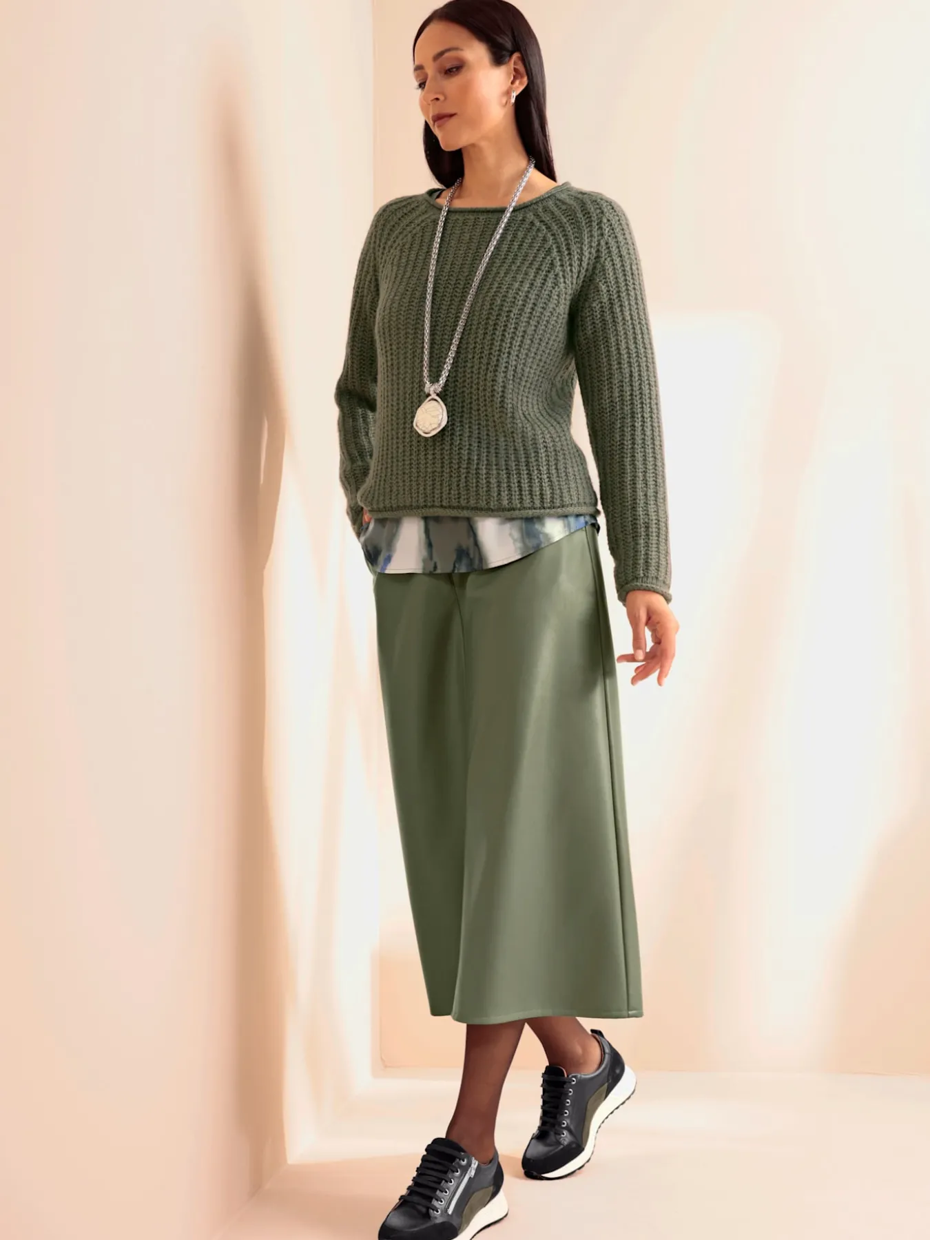 Jupe longue imitation cuir souple