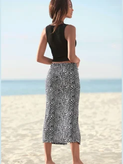 Jupe midi ceinture avec élastique intégré