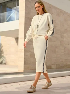 Jupe sweat ceinture élastique, coulisse et lien à nouer