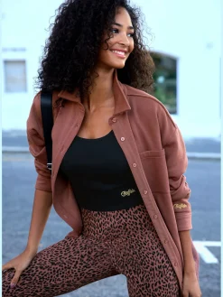 Legging évasé à imprimé léopard