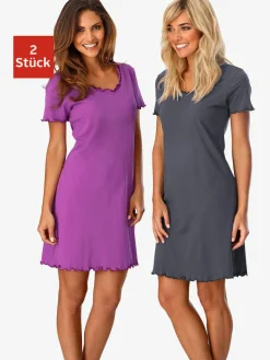 Lot de 2 chemises de nuit avec ourlets ondulés