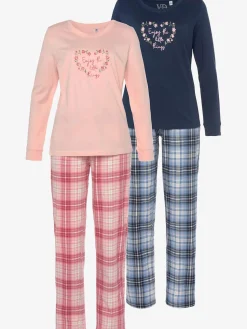 Lot de 2 pyjamas au motif fleuri et à carreaux