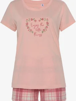 Lot de 2 pyjamas courts au motif fleuri et à carreaux