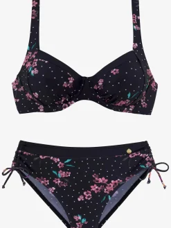 Maillot de bain à armatures motif tendance avec fleurs et pois