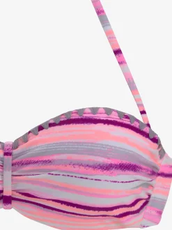 Maillot de bain bandeau à armatures design rayé coloré