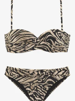 Maillot de bain bandeau à armatures accessoires couleur or