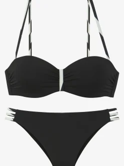 Maillot de bain bandeau à armatures style uni moderne avec détails contrastés