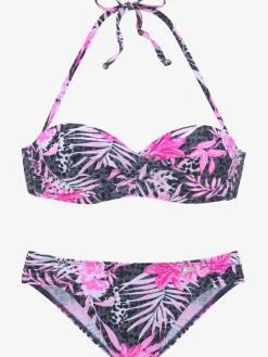 Maillot de bain bandeau à armatures « imprimé, effet de couleur différent pour chaque pièce »