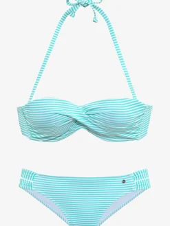Maillot de bain bandeau à armatures motif rayé marin