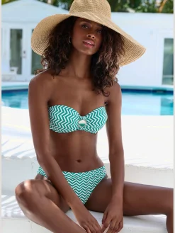 Maillot de bain bandeau à armatures motif zigzag tendance