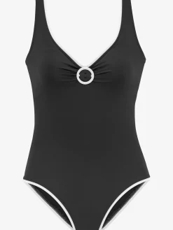 Maillot de bain uni avec anneau décoratif devant