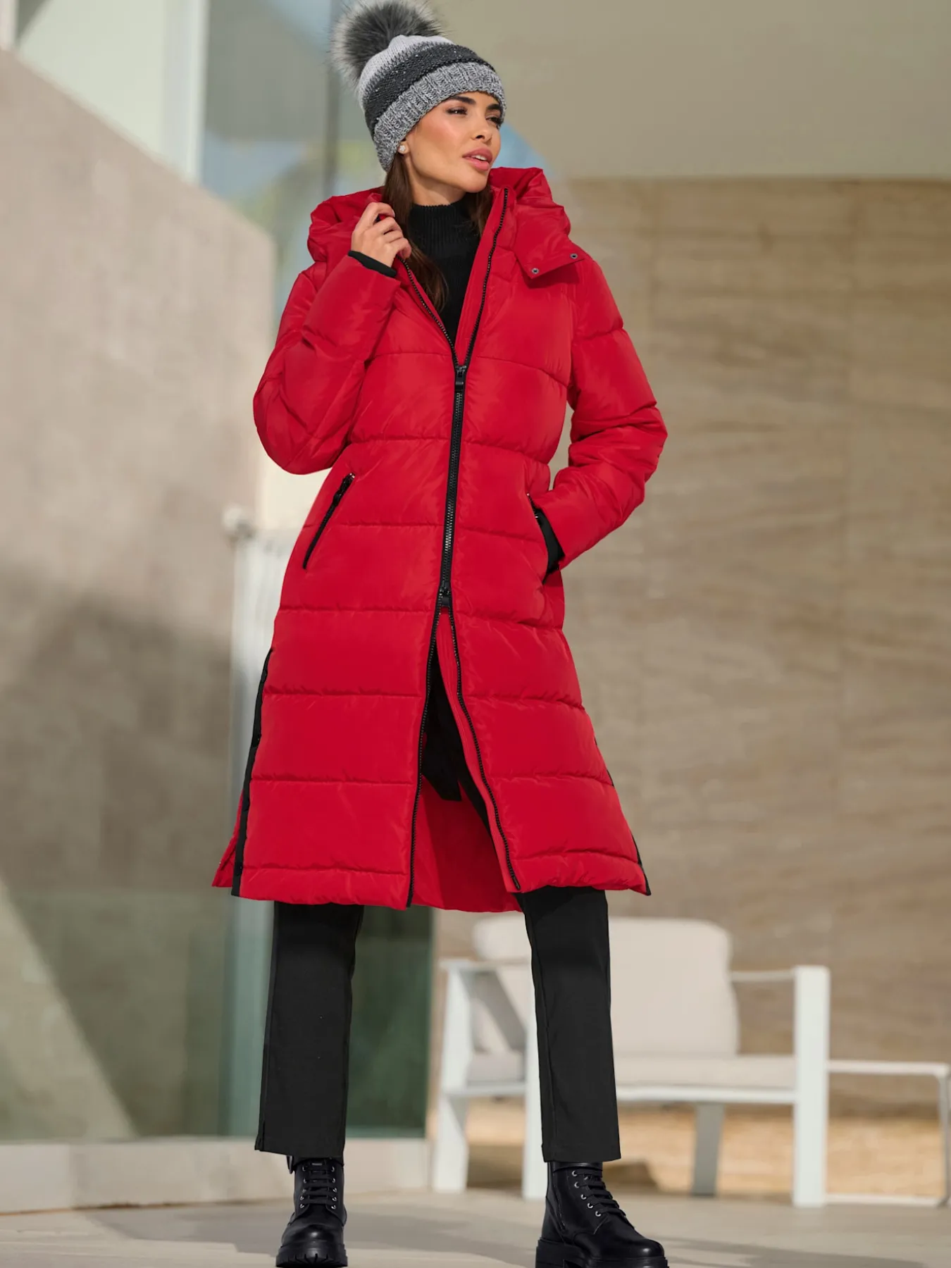 Manteau d'hiver joli aspect contrasté