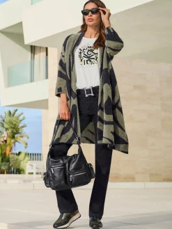 Manteau en tricot fil moelleux à poils longs