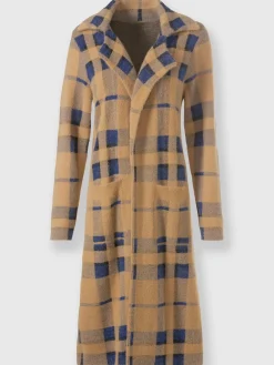 Manteau en tricot motif à carreaux