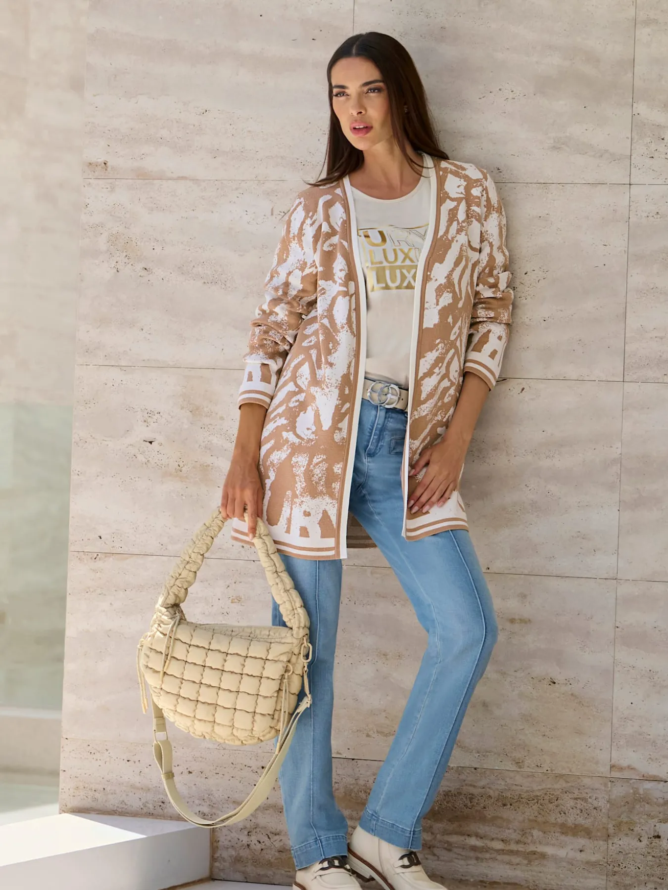 Manteau en tricot motif jacquard tendance
