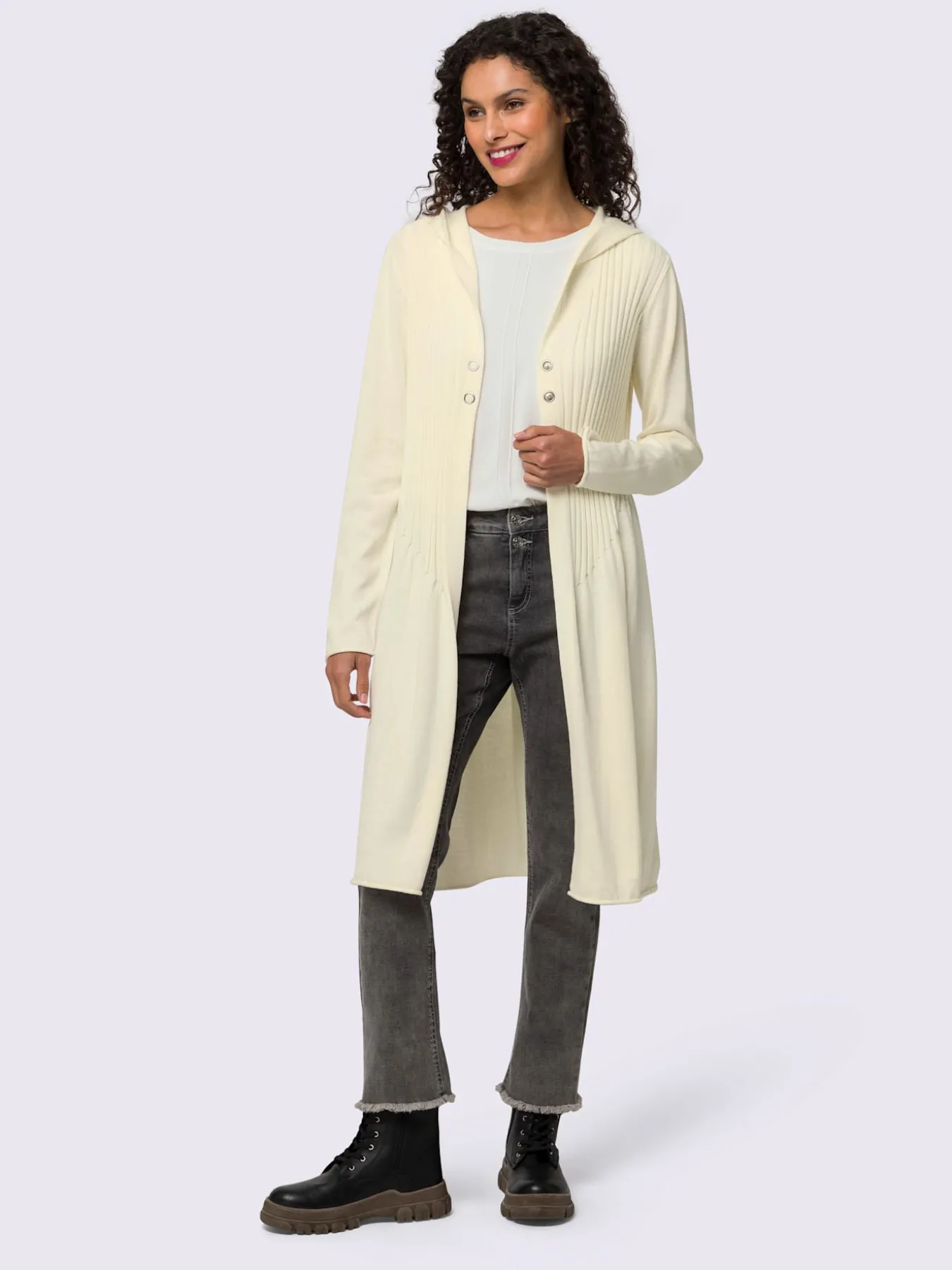 Manteau en tricot pull tendance en mélange de cotons doux