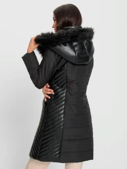 Manteau matelassé capuche avec imitation fourrure amovible