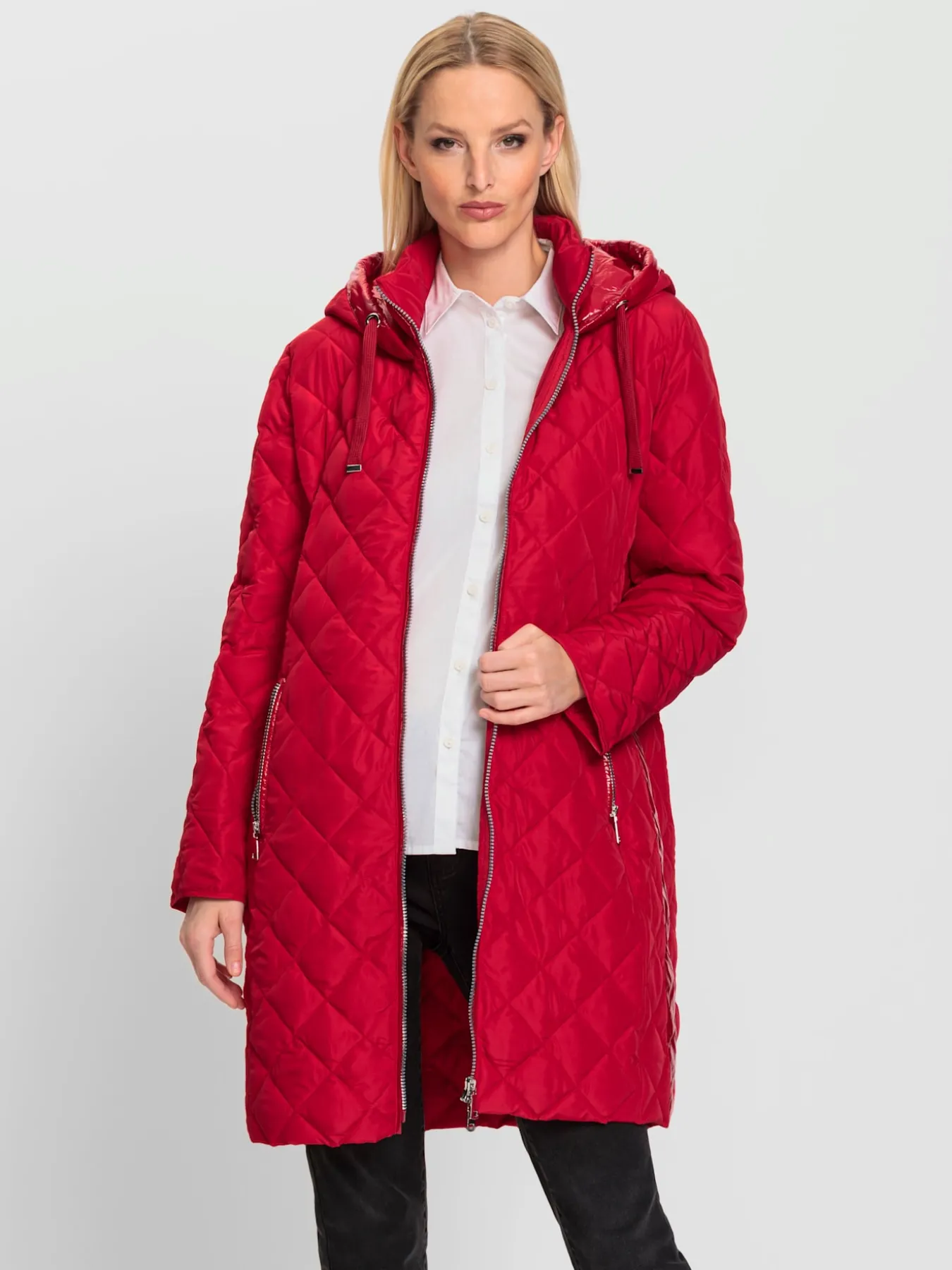 Manteau matelassé mélange de matières tendance