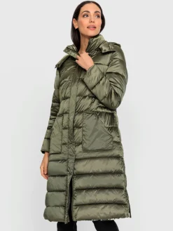 Manteau matelassé velours élastique brillant dans la capuche