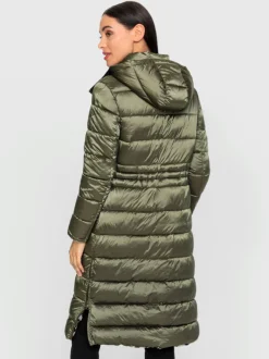 Manteau matelassé velours élastique brillant dans la capuche
