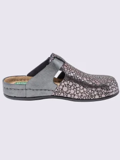 Mules cuir vachette gaufré