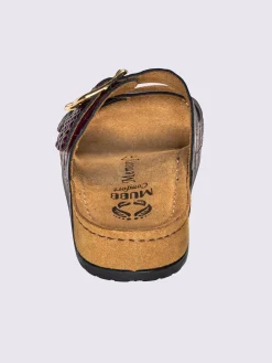 Mules cuir vachette gaufré