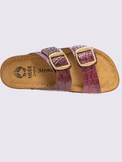 Mules cuir vachette gaufré