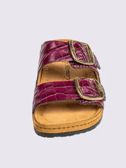 Mules cuir vachette gaufré