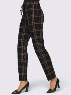 Pantalon à carreaux ceinture élastique, coulisse et lien à nouer