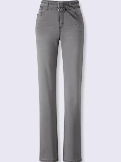 Pantalon 5 poches coupe droite aux jambes