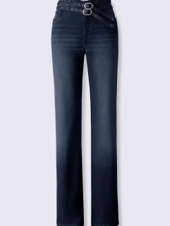Pantalon 5 poches coupe droite aux jambes