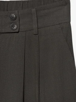 Pantalon avec plis de ceinture pantalon tissé avec deux boutons aux bords-côtes