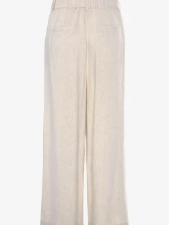 Pantalon avec plis de ceinture pantalon tissé avec deux boutons aux bords-côtes