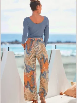 Pantalon ceinture à nouer élastique et fixe