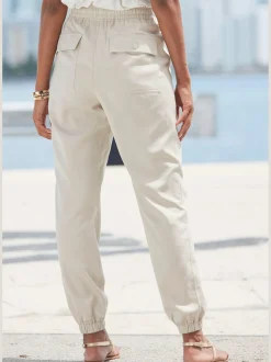 Pantalon ceinture élastique avec lien à nouer