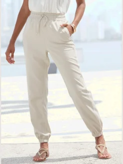 Pantalon ceinture élastique avec lien à nouer