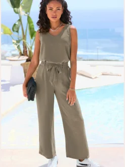 Pantalon ceinture élastique avec bordure volantée au dos
