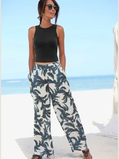 Pantalon ceinture lisse devant