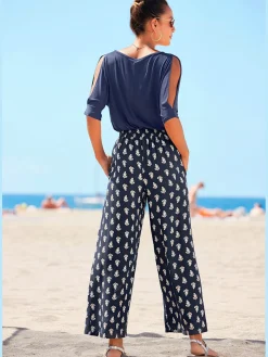 Pantalon ceinture plate devant, élastique derrière