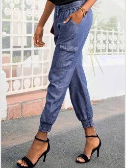 Pantalon ceinture smockée élastique et coulisse