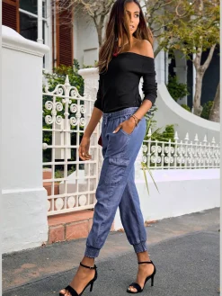 Pantalon ceinture smockée élastique et coulisse