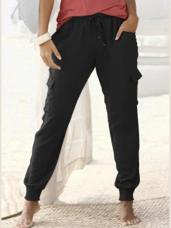 Pantalon ceinture smockée élastique et coulisse