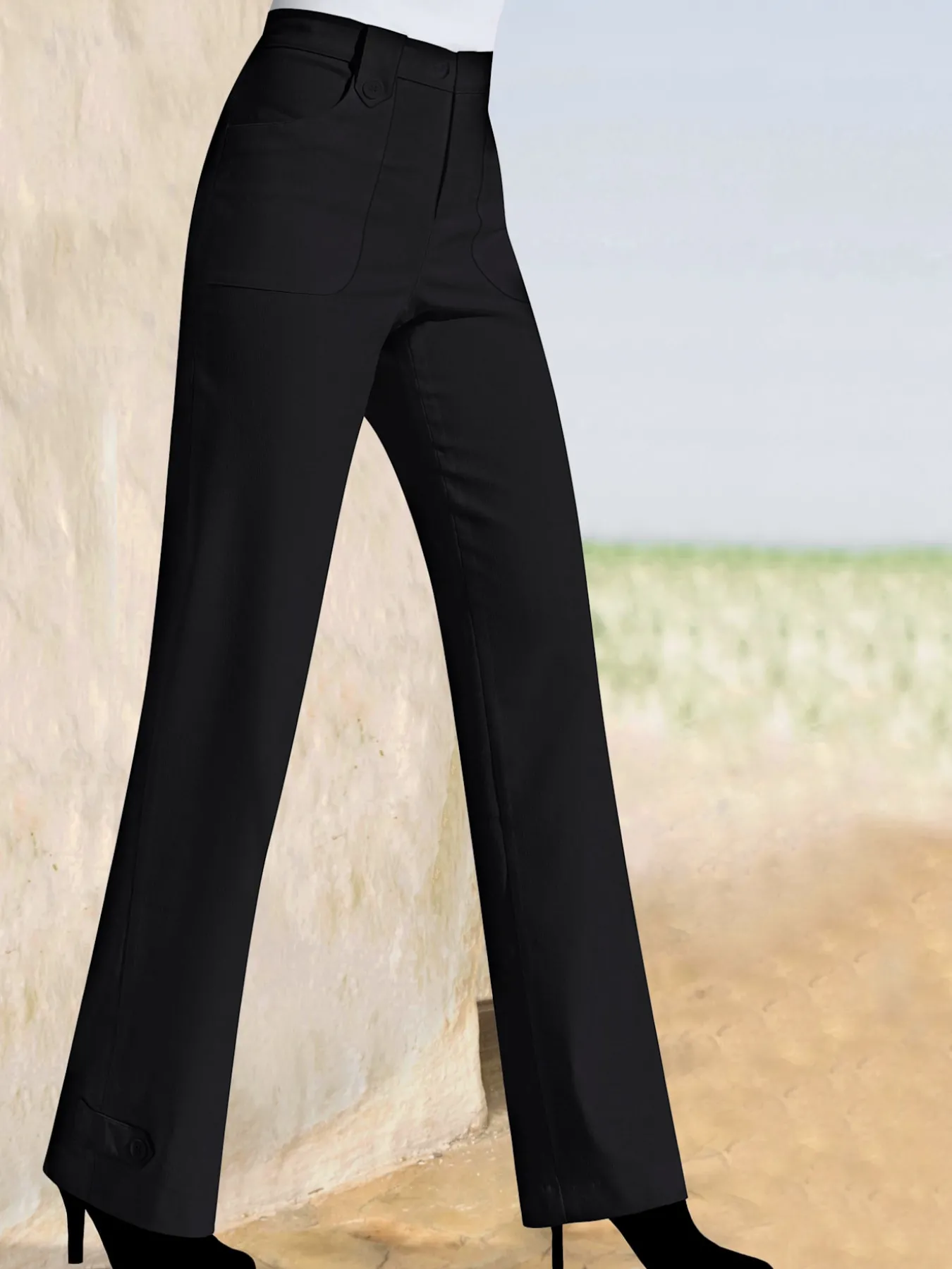 Pantalon coupe droite détails boutonnés
