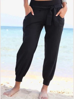 Pantalon de plage large ceinture en jersey