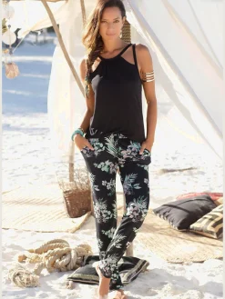 Pantalon de plage pantalon en tissu léger en viscose