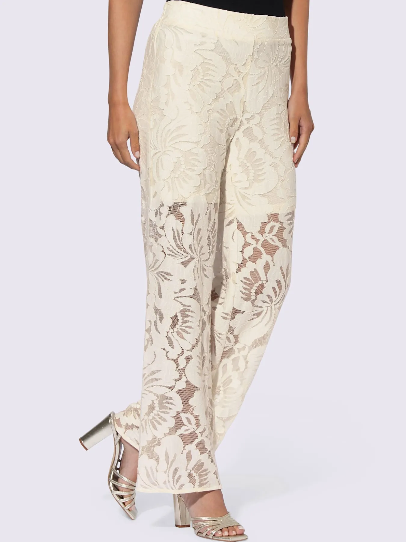 Pantalon dentelle florale