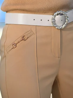 Pantalon en bengaline décorations couleur or